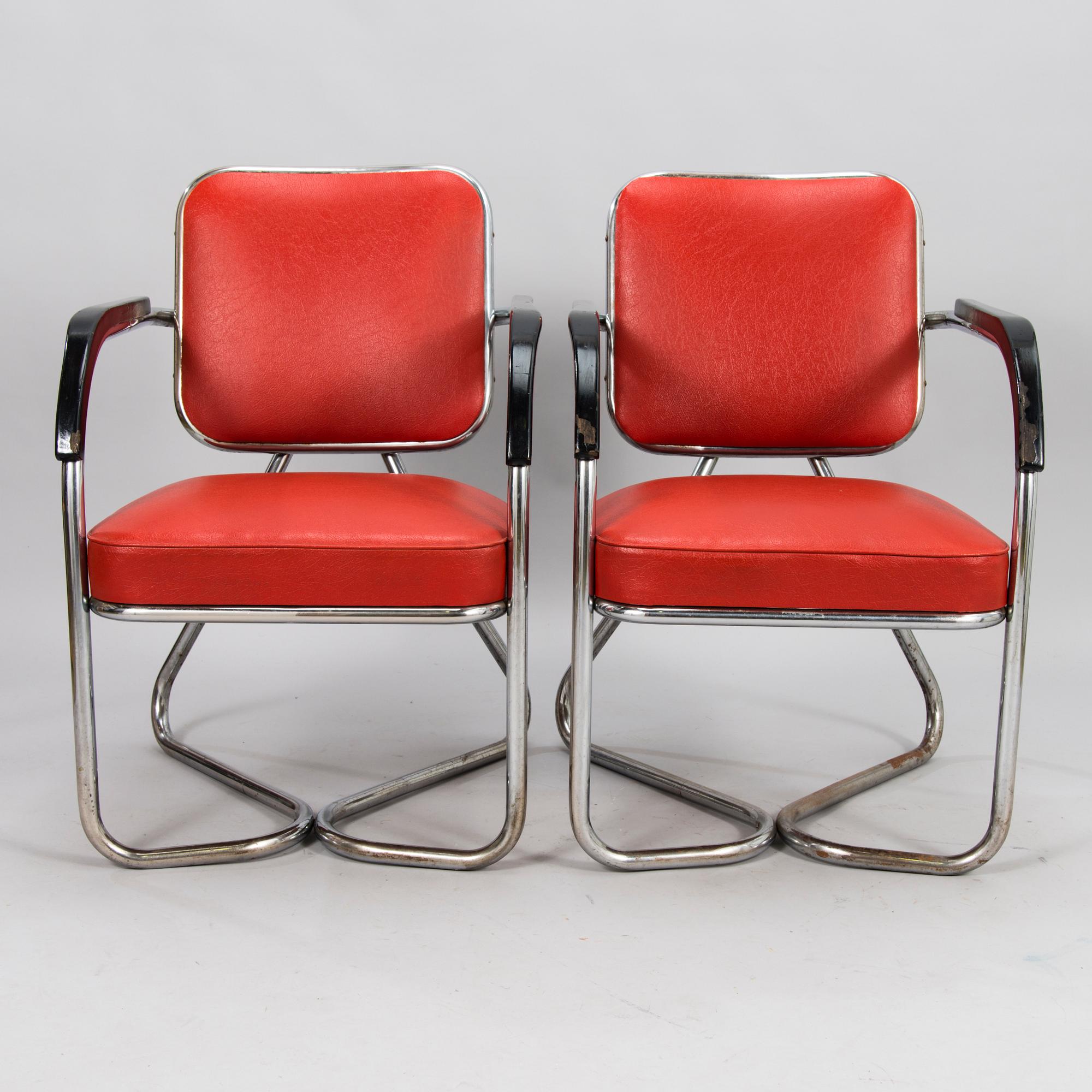 Two 1930/1940's armchairs / hairdressing chairs.