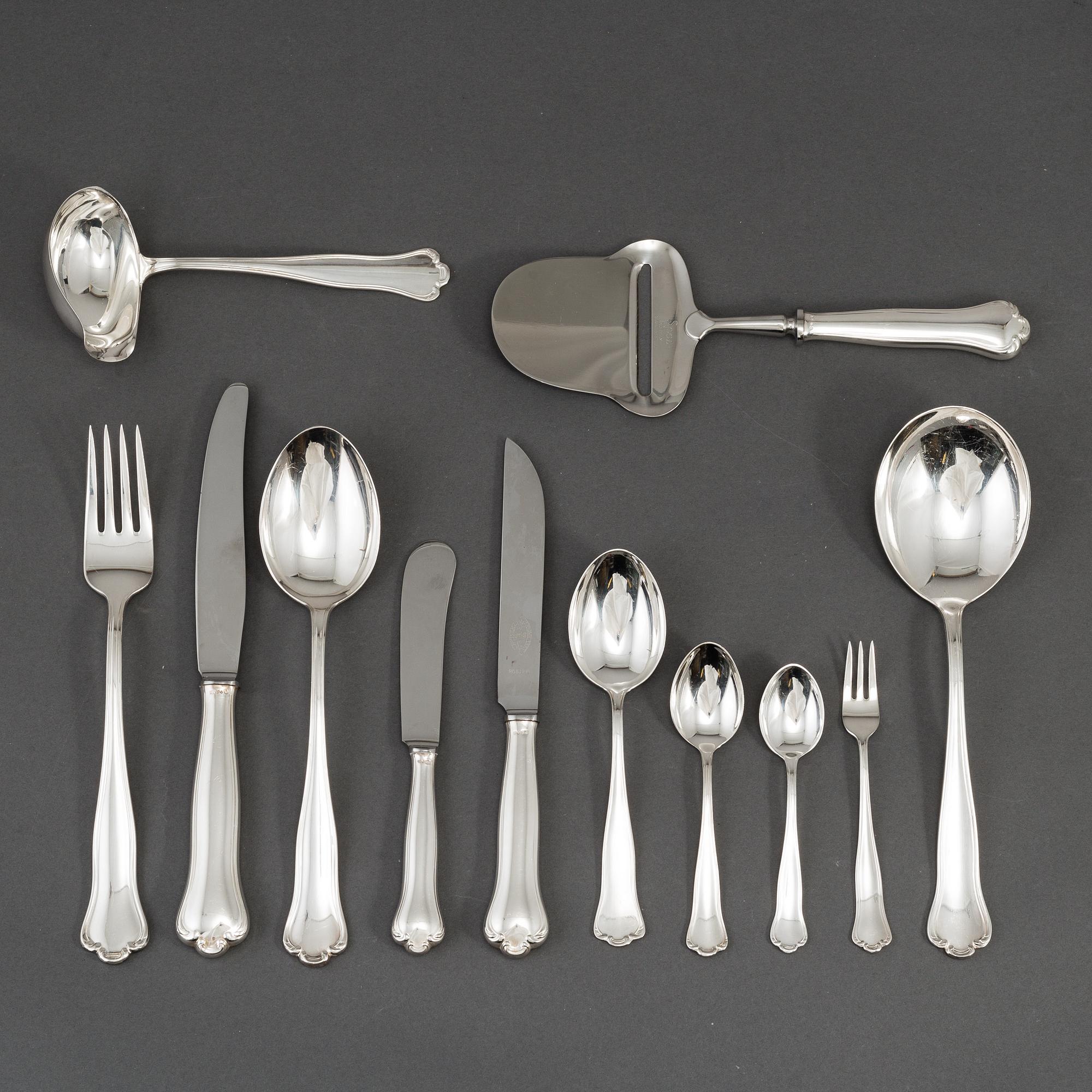 A silver 'Kungsholm' cutlery, GAB and CG Hallberg, Stockholm, some 1967. (108 pc).