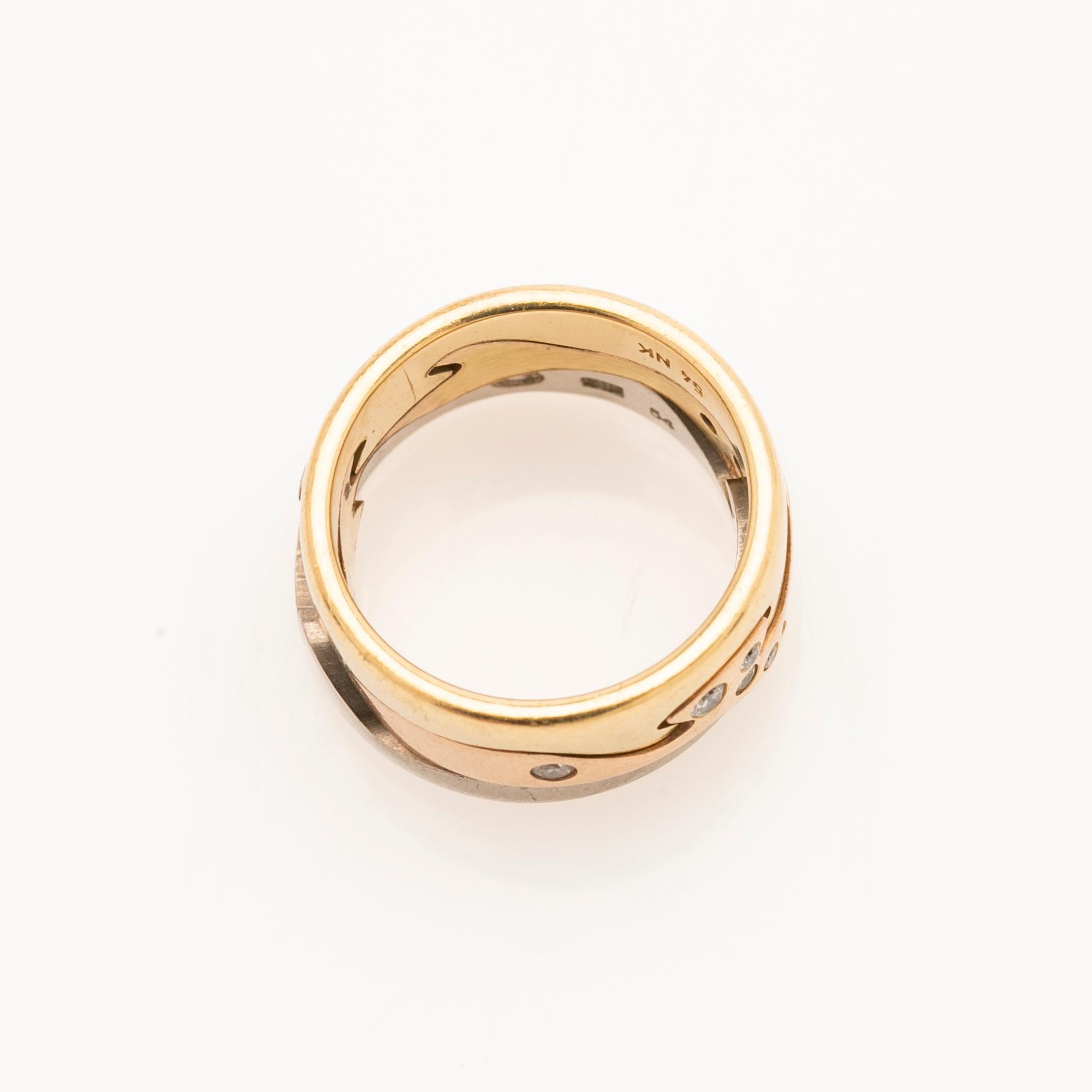 Georg Jensen, ring, 3 delar, "fusion", 18k guld med briljanter, Danmark.
