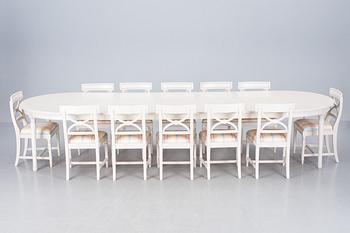 MATSALSMÖBLEMANG, 17 delar, Gustaviansk stil, K.A Roos, Helsingborg.