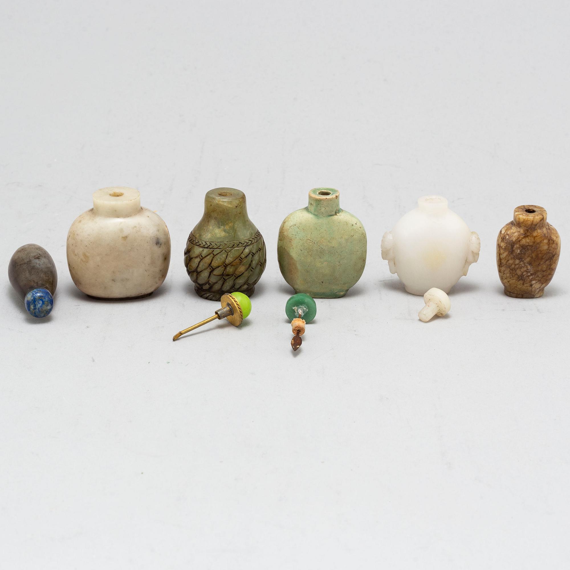 Six Chinese stone sculptures, 20th century.