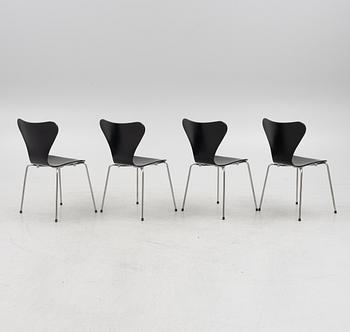 Arne Jacobsen, four "Seen" chairs, Fritz Hansen, Denmark, 2008.