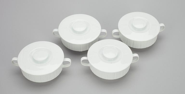SOPPSKÅLAR, 4 st, porslin, "Variation" svart och vitt, Tapio Wirkkala Rosenthal, 1962-65.