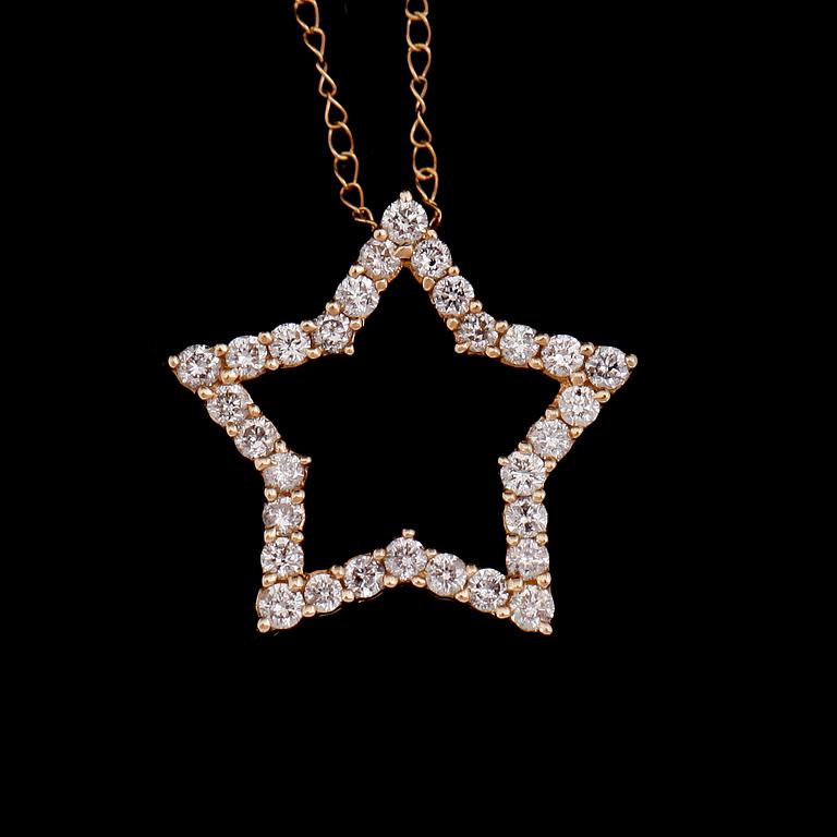 HÄNGE, 14 k guld, briljantslipade diamanter tot ca 0.50 ct.