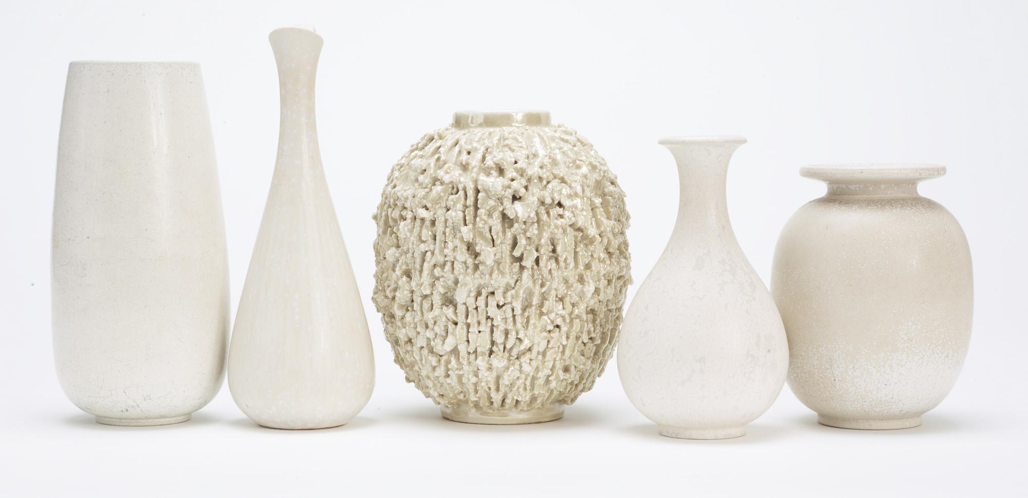 A set of five Gunnar Nylund stoneware vases, Rörstrand.