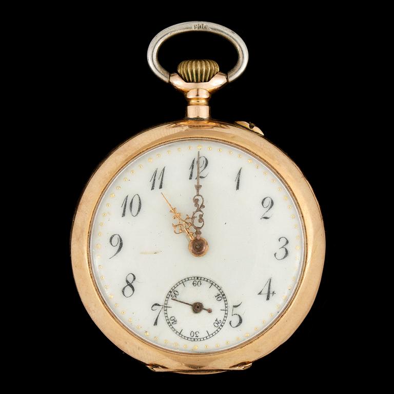 DAMFICKUR, guld 18k, omkring sekelskiftet 1900. Tot ca 30 gram.
