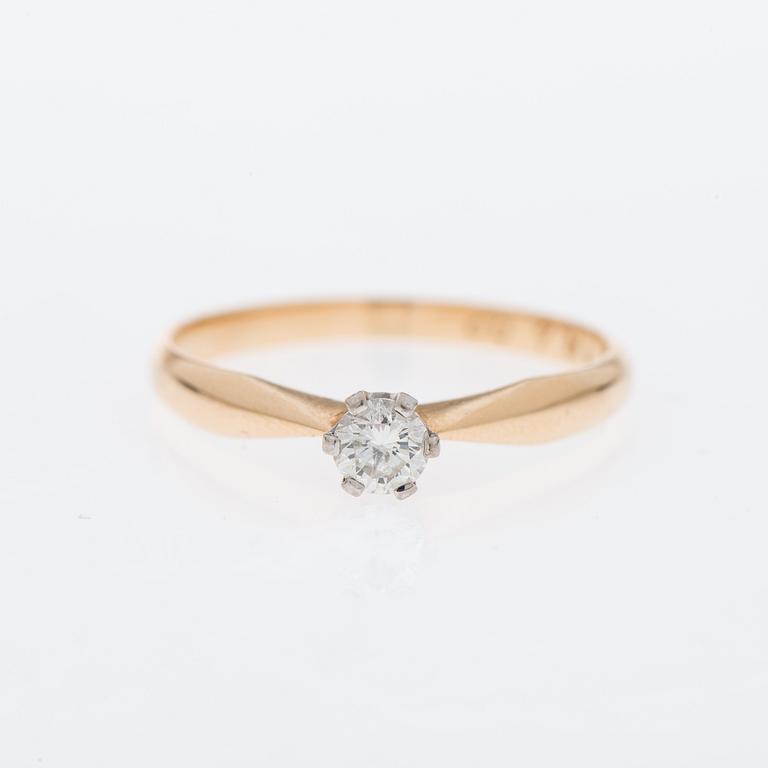 RING, 14K guld, briljantslipad diamant 0,25 ct, Kultakeskus, Tavaastehus.