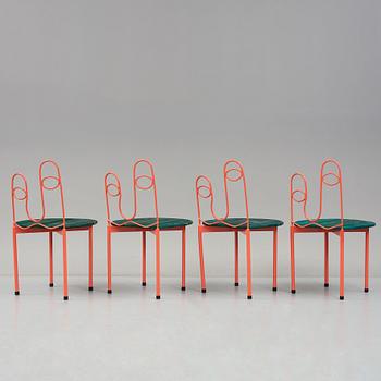Fredrik Paulsen, Kristoffer Sundin and Simon Klenell, 4 chairs, made exclusively for the restaurant Omnipollo in Gothenburg Sweden, 2018.