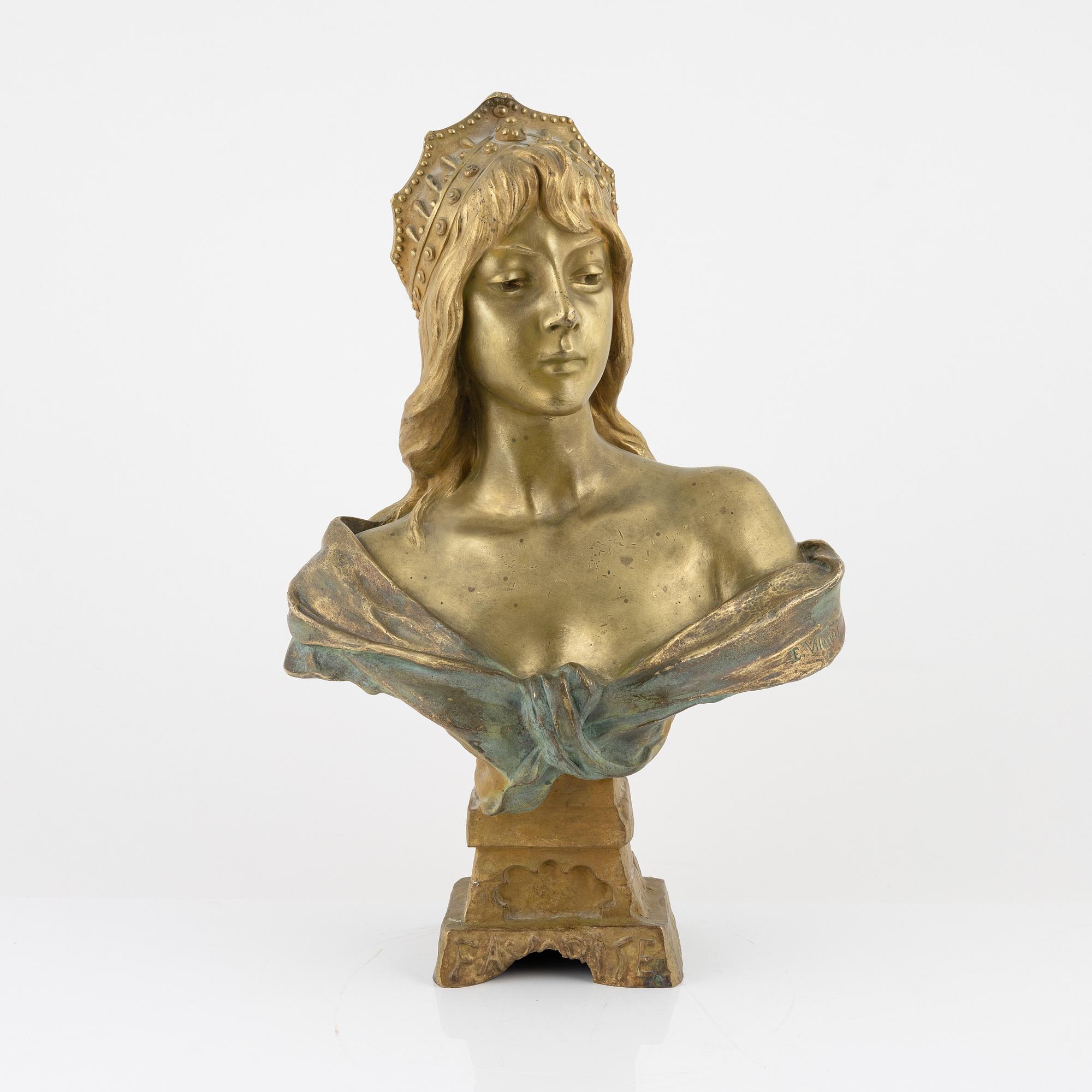 Emmanuel Villanis, skulptur. Signerad. Gjutarstämpel. Brons, höjd 55 cm.