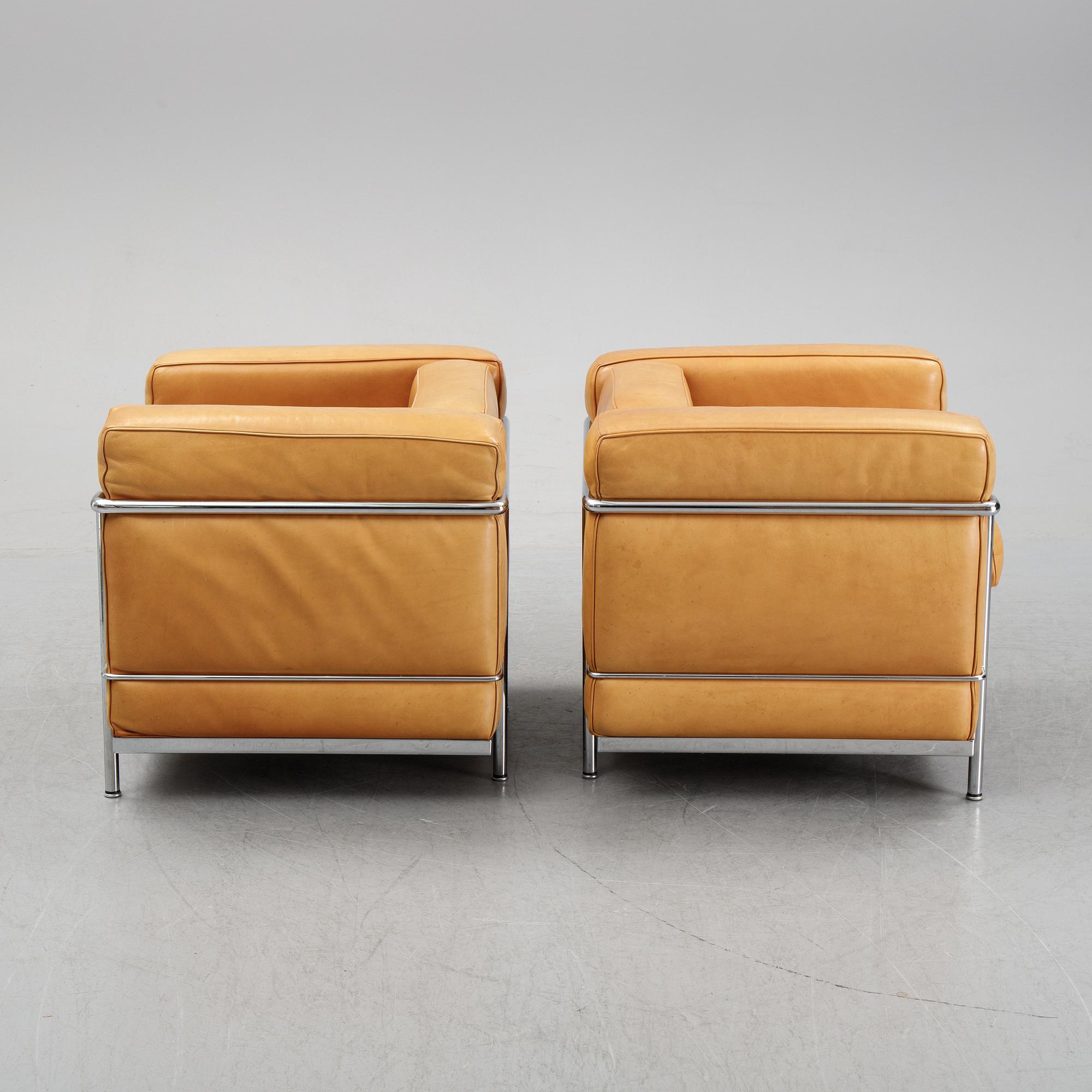 Le Corbusier, Pierre Jeanneret & Charlotte Perriand, fåtöljer, ett par, "LC2", Cassina.
