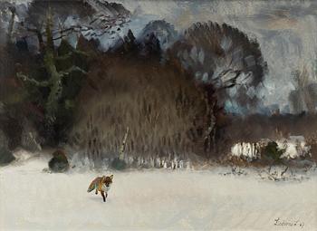 Lindorm Liljefors, Fox in winter pasture.