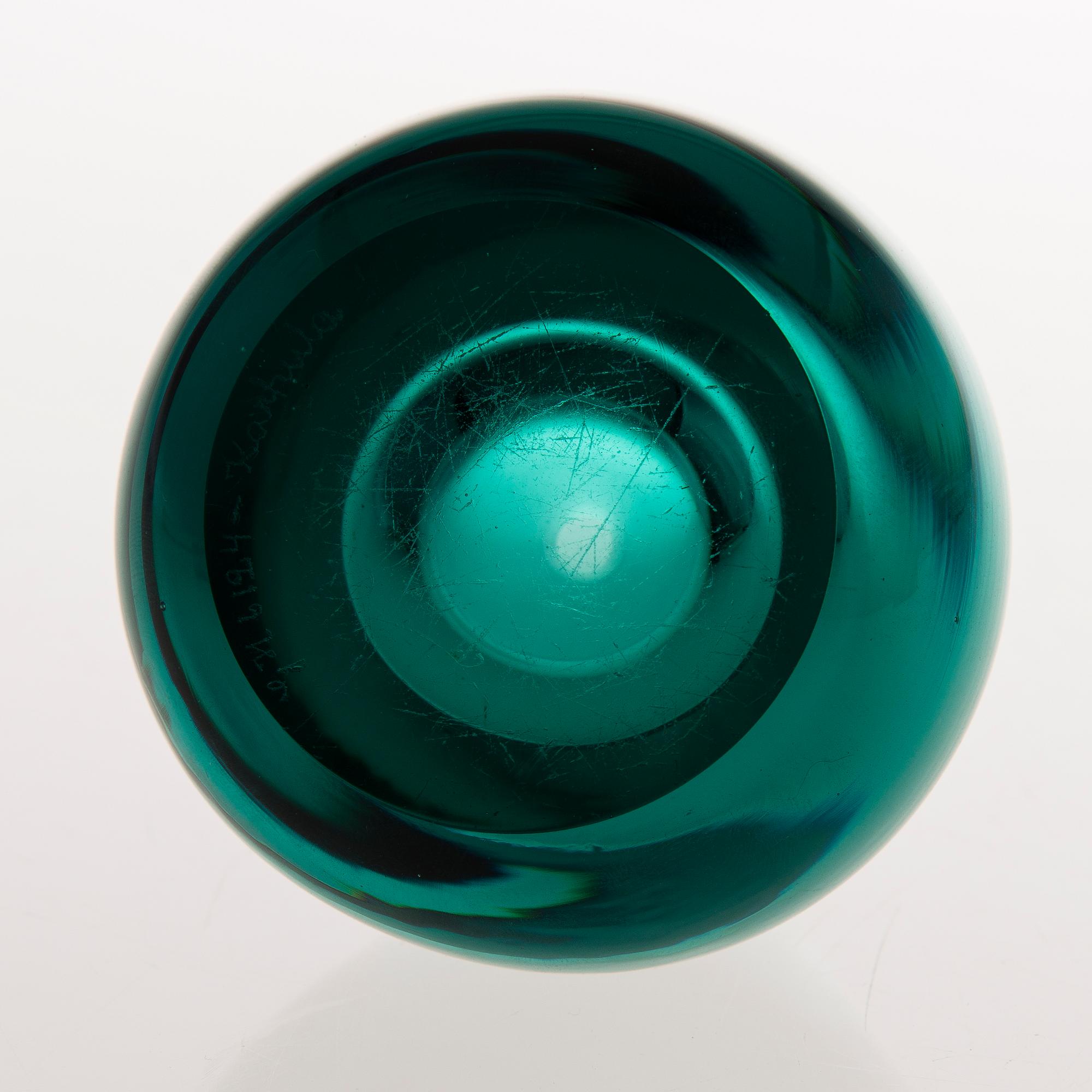 GÖRAN HONGELL, TOILETTESET, 4 delar, glas, "Azurra", samtliga signerade GH 6124 - Karhula. 1940-tal. Design år 1939.