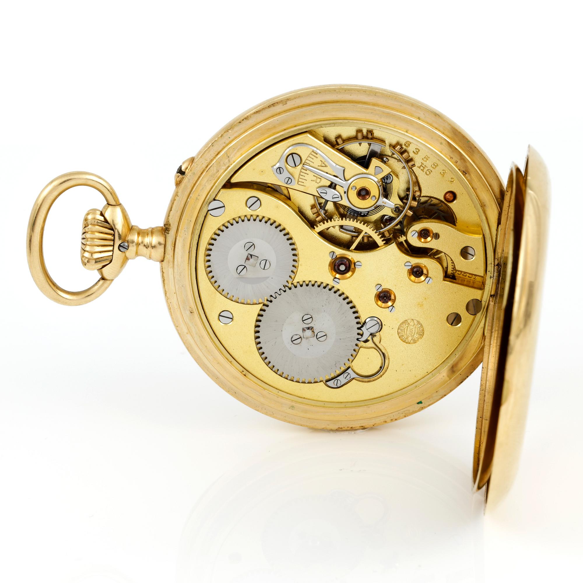 FICKUR, 18K guld, IWC Schaffhausen, Schweiz, troligen sent 1800-talets. Vikt 90,43 g.