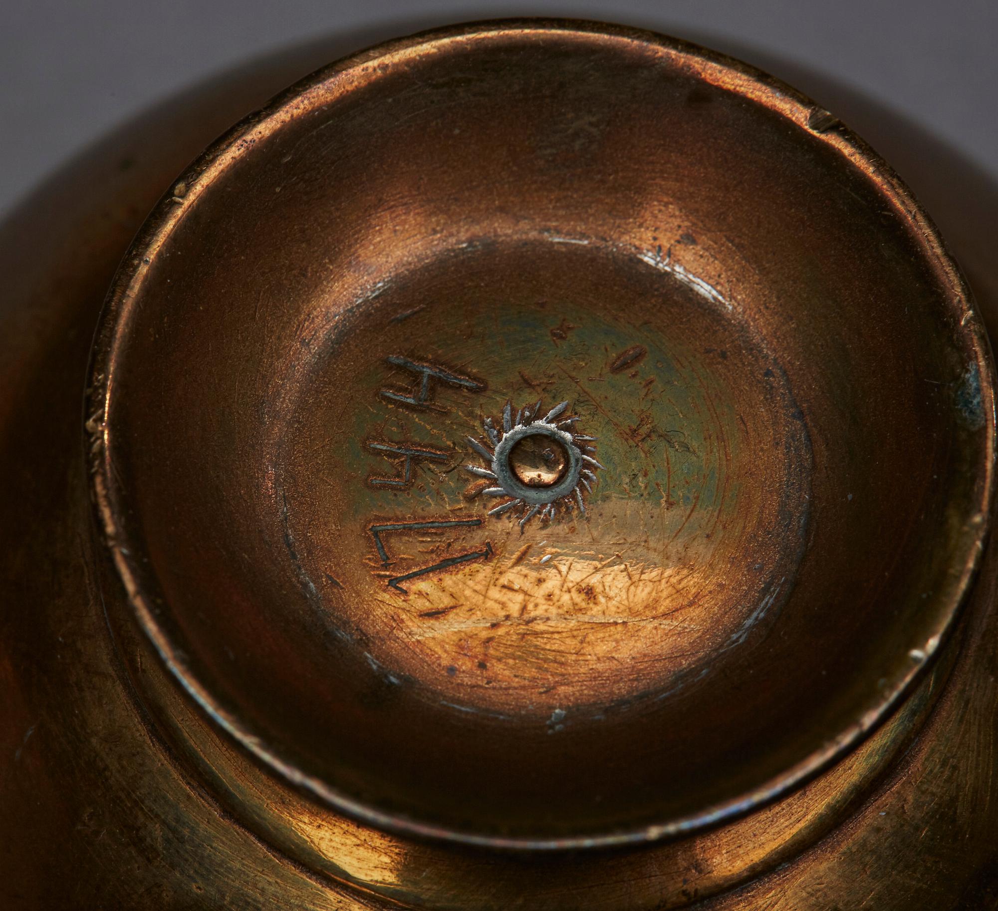 SUPKOPPAR, 2 st, mässing. Troligen 1700-tal.