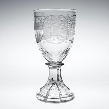 GLAS, s k Brunnsglas. 1800-talets början. Gravyren märkt Graf v. Nostiz 1815.