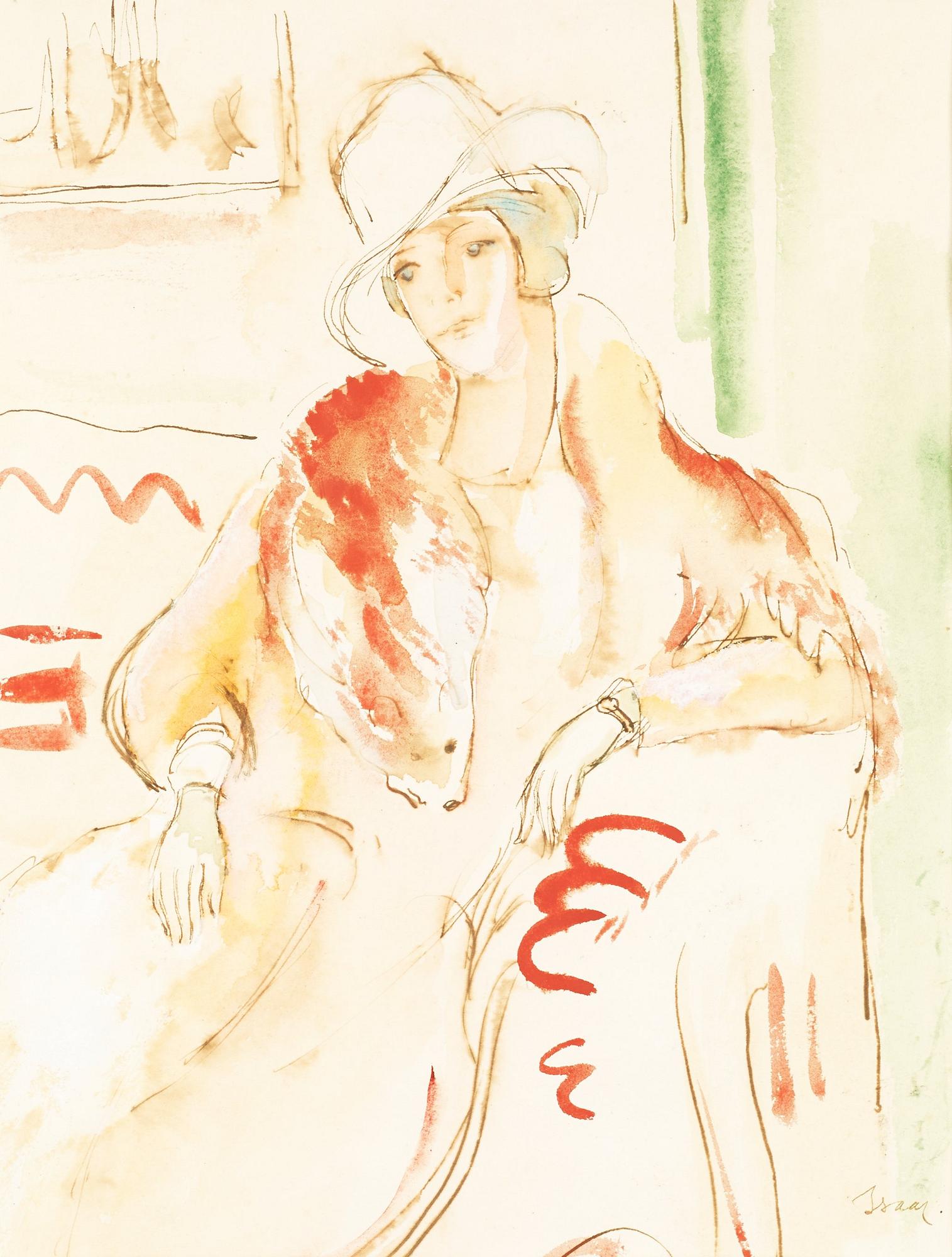 Isaac Grünewald, Sigrid in a fox boa.