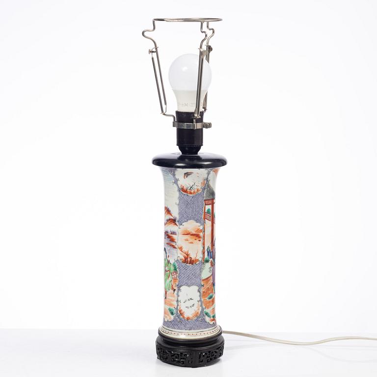 A famille rose vase/table lamp, Qing dynasty, 18th century.