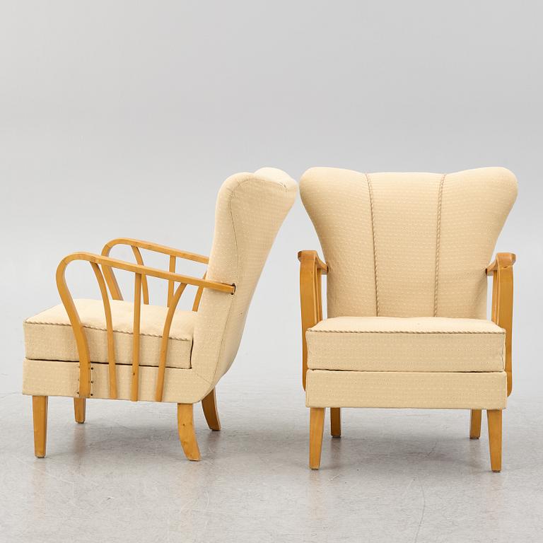 A pair of 1940s Swedish Modern armchairs.