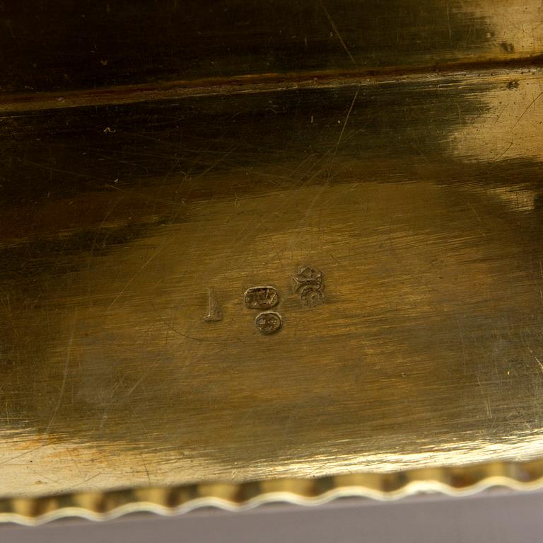 A Swedish 18th century parcel-gilt and agath, mark of Johan Wennerwall, Göteborg 1767.