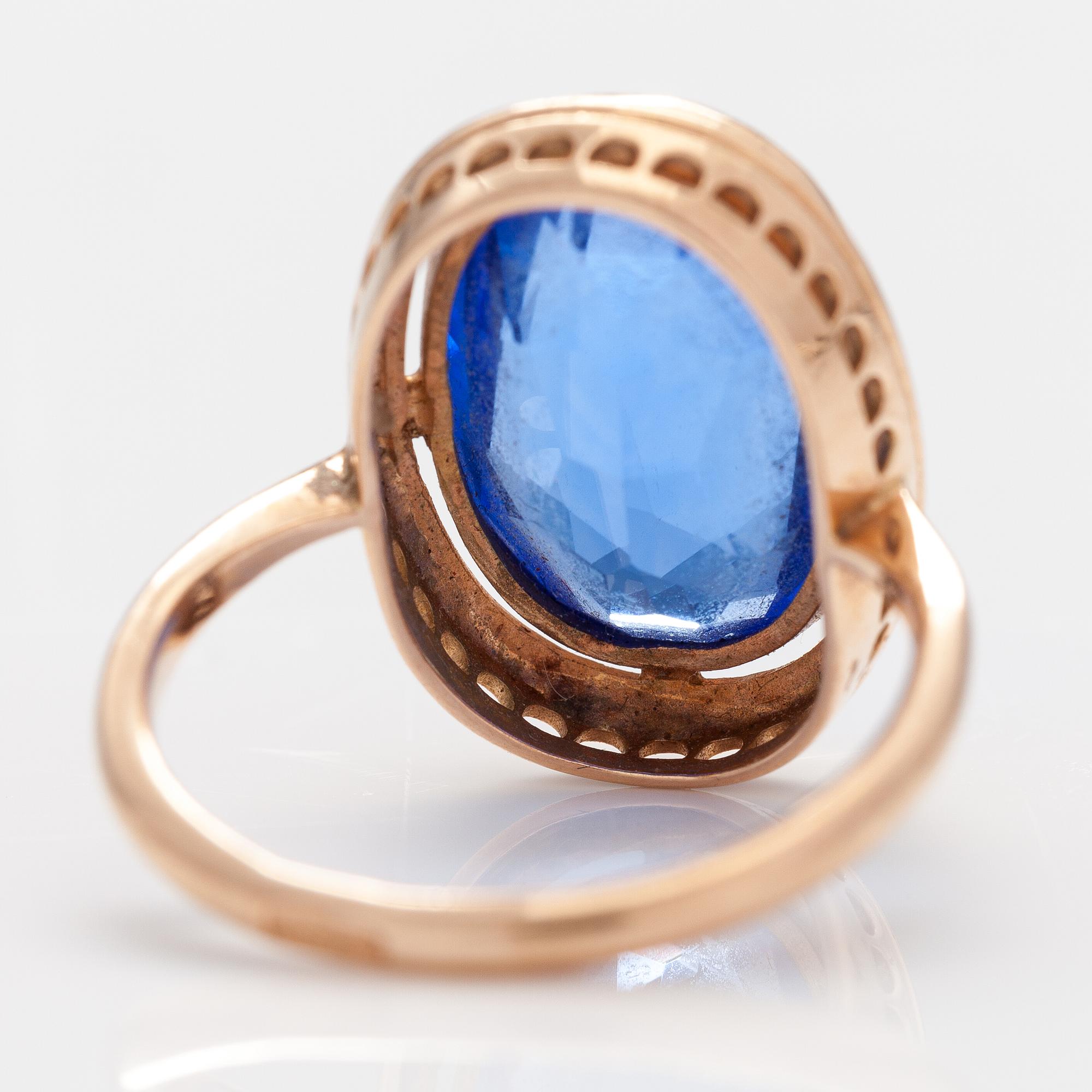 SORMUS, 14K kultaa, synteettinen kvartsi.