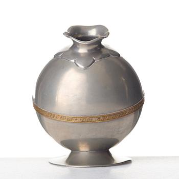 J.L. HULTMAN, a Swedish Grace pewter and brass decanter, Stockholm 1933.