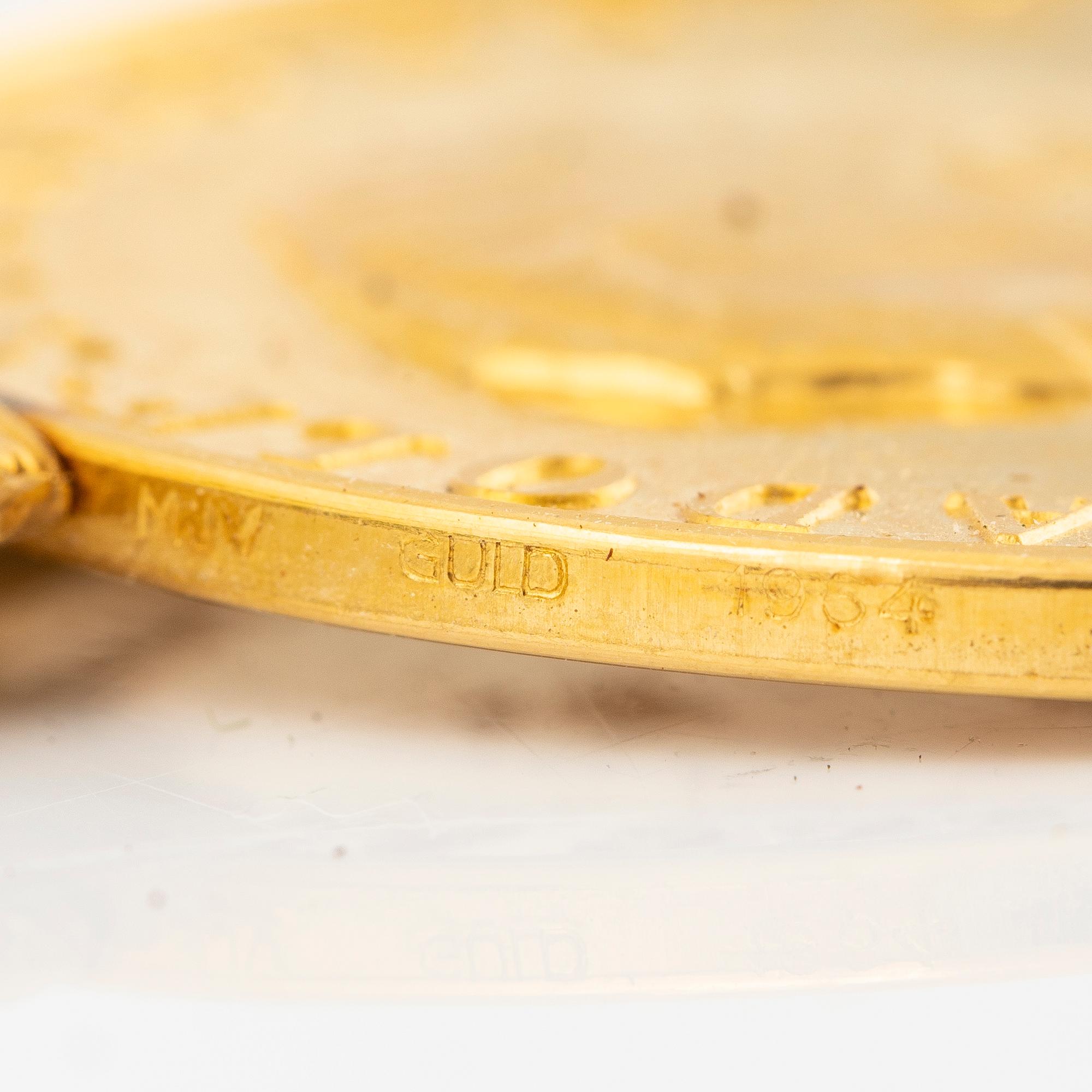 Guldmedalj  Gustaf VI Adolf, Sverige, Kungliga Patriotiska Sällskapet 1964.