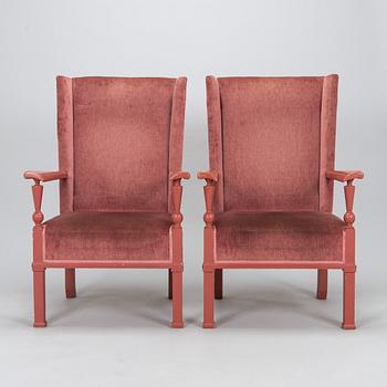 Evert Toivonen, fåtöljer, ett par, tillverkare Möbelfabrik T. Karvanen, Kuopio Finland 1930-tal.