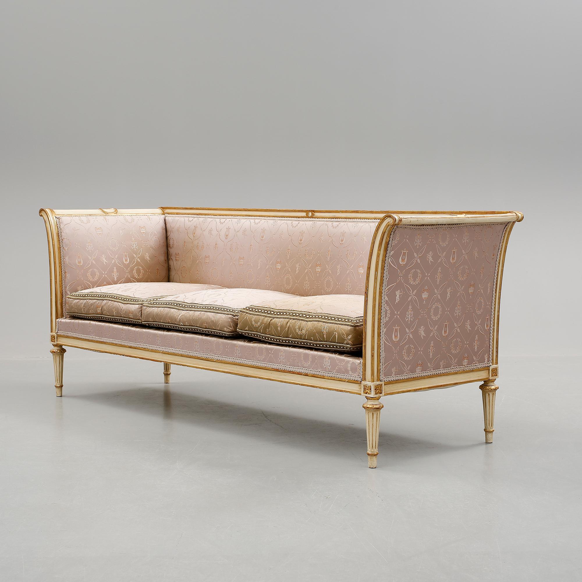 SALONGSGRUPP, 3 delar, Louis XVI-stil, Spanien, 1900-talets första hälft.