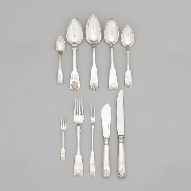 Bestickuppsättning, 47 dlr, silver, Musslan, Finland 1836-1935, mestadels V. Lindman, 1919.