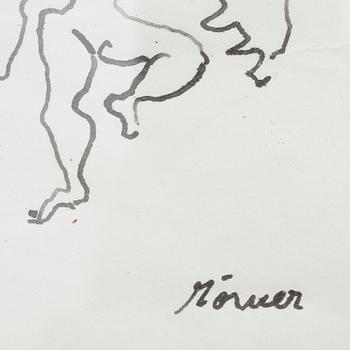STELLAN MÖRNER, tuschteckning, signerad.