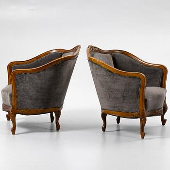 Armchairs, a pair, Rococo style, 20th century.