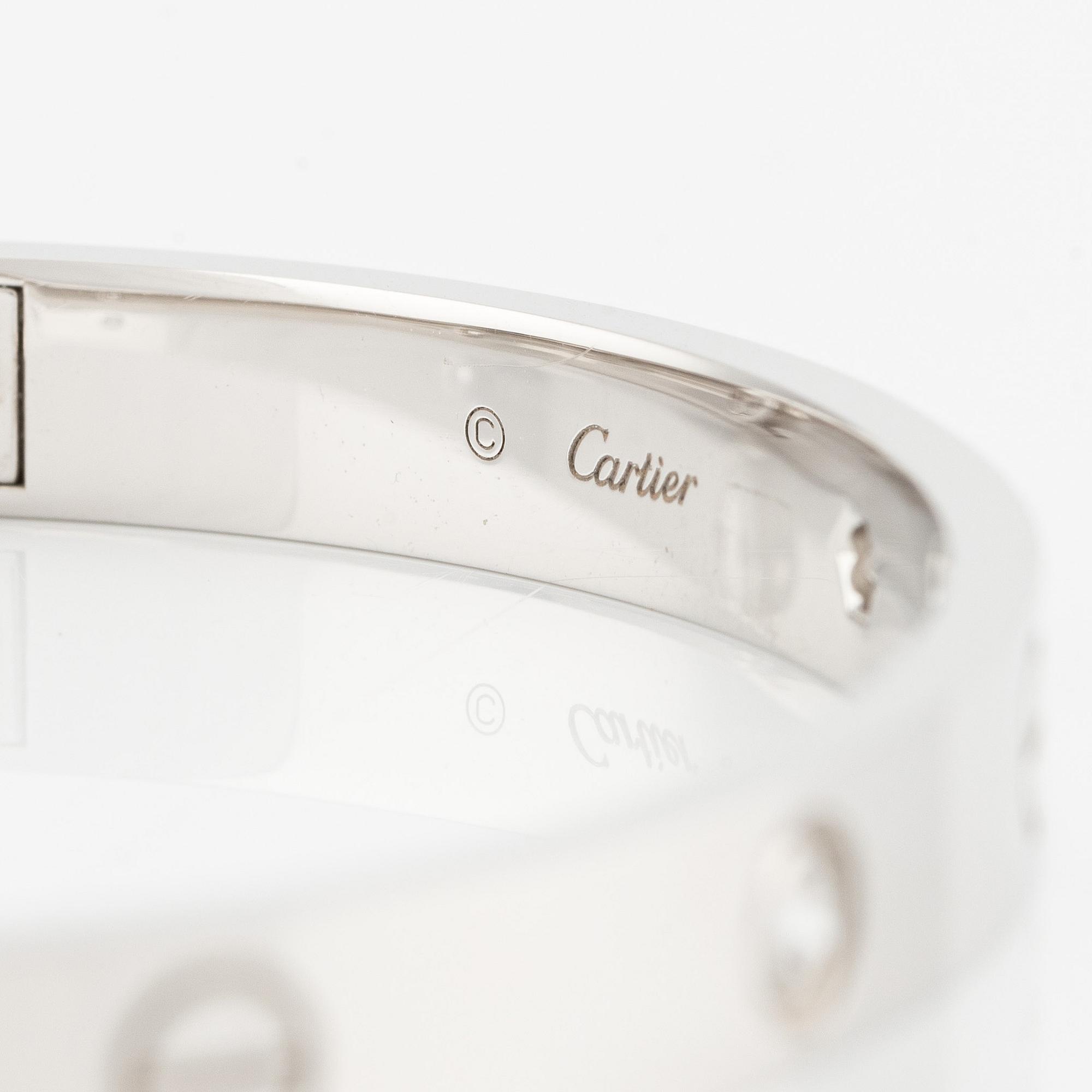 Cartier, "Love" bracelet, 18K white gold with brilliant-cut diamonds.