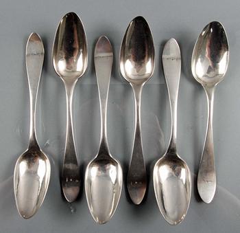 MATSKEDAR, 6 st, silver, trol. Jacob Gustaf Bursell, Jönköping.