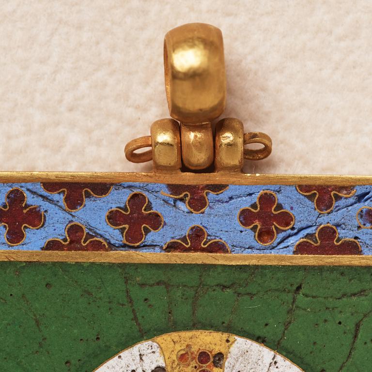 Plaque, guld och cloisonnéemalj, Bysantinsk stil, sentida.