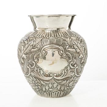 A Rococo style silver vase, 20th century.