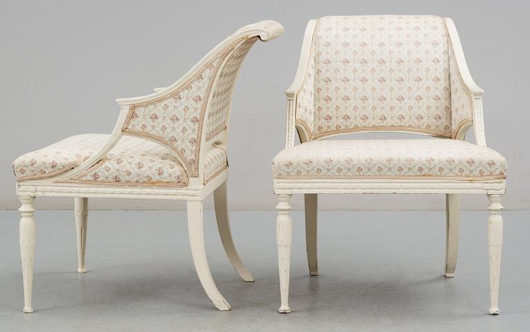 A pair of late Gustavian circa 1800 armchairs by E. Ståhl.