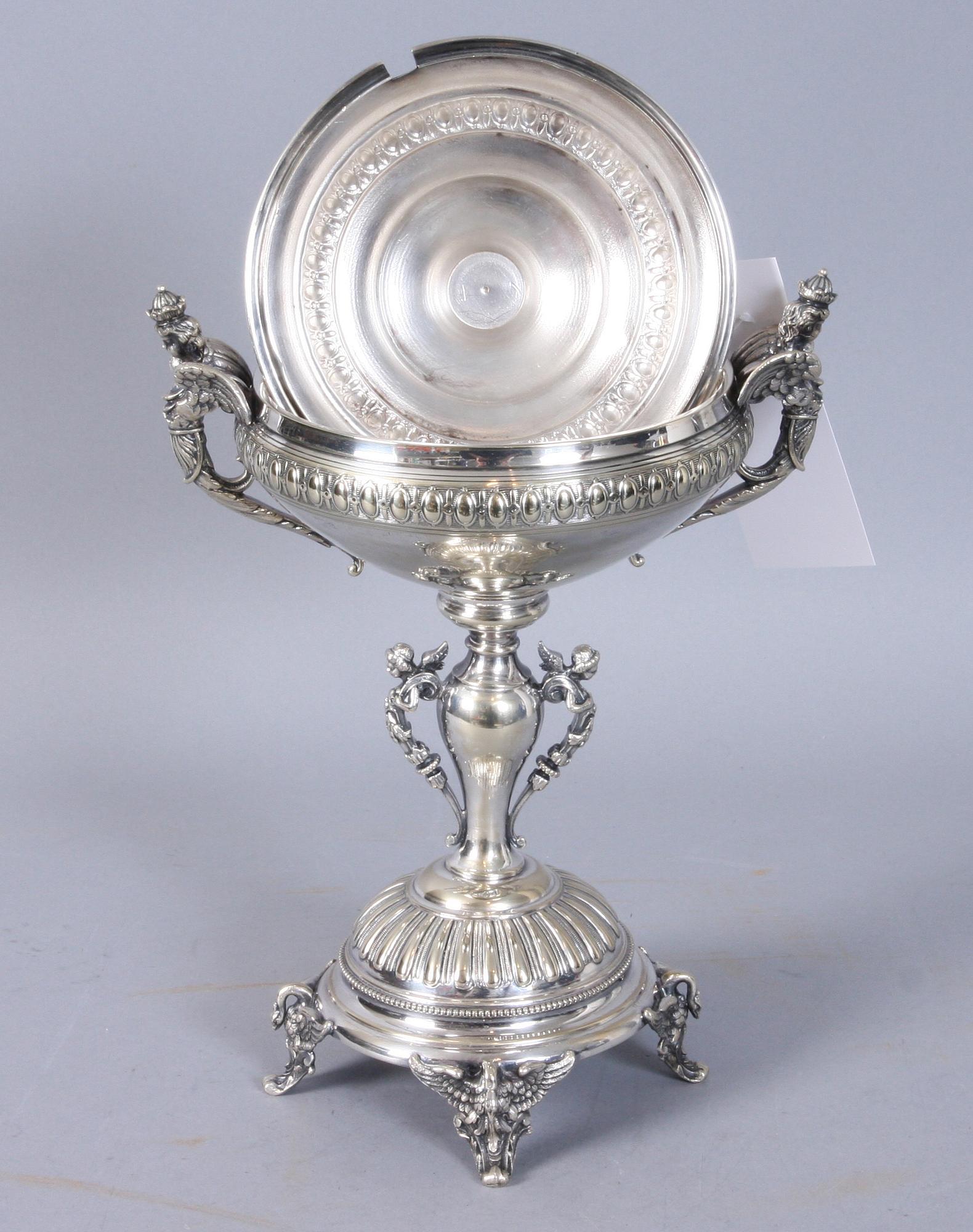 SOCKERSKÅL, nysilver, omkring sekelskifte 1800/1900.