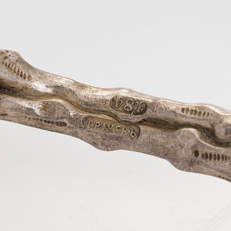 Grachev, a parcel-gilt silver sprinkle spoon, Saint Petersburg, around 1891.