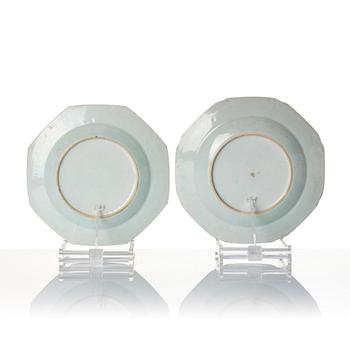 Two Chinese famille rose porcelain plates, Qing dynasty, Qianlong (1736-95).