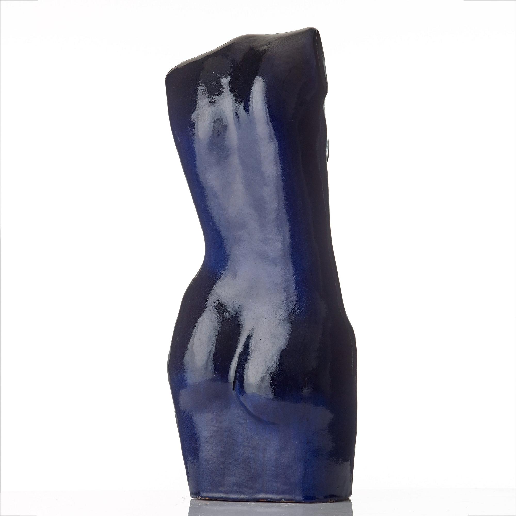 Ulla & Gustav Kraitz, a glazed stoneware sculpture of a female torso, Fogdarp, Förslöv, Sweden.
