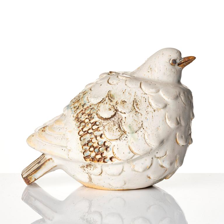 Tyra Lundgren, a chamotte stoneware sculpture of a pigeon, Sweden mid 20th century.