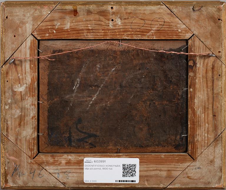 OIDENTIFIERAD KONSTNÄR, olja på pannå, 1800-tal.