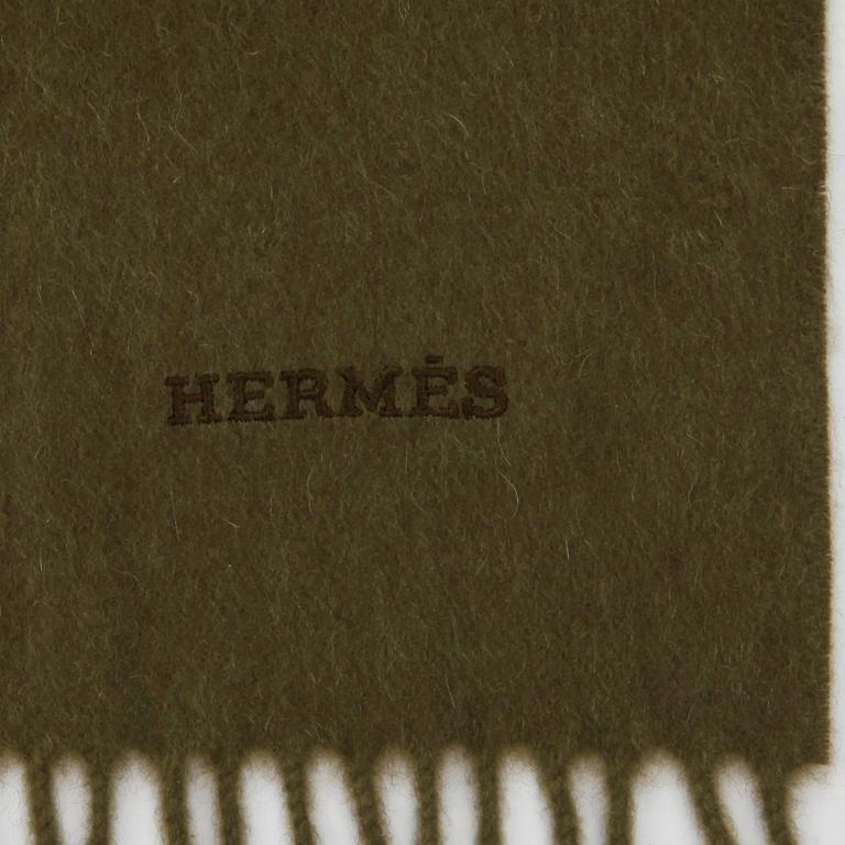 HERMÈS, a green cashmere shawl.