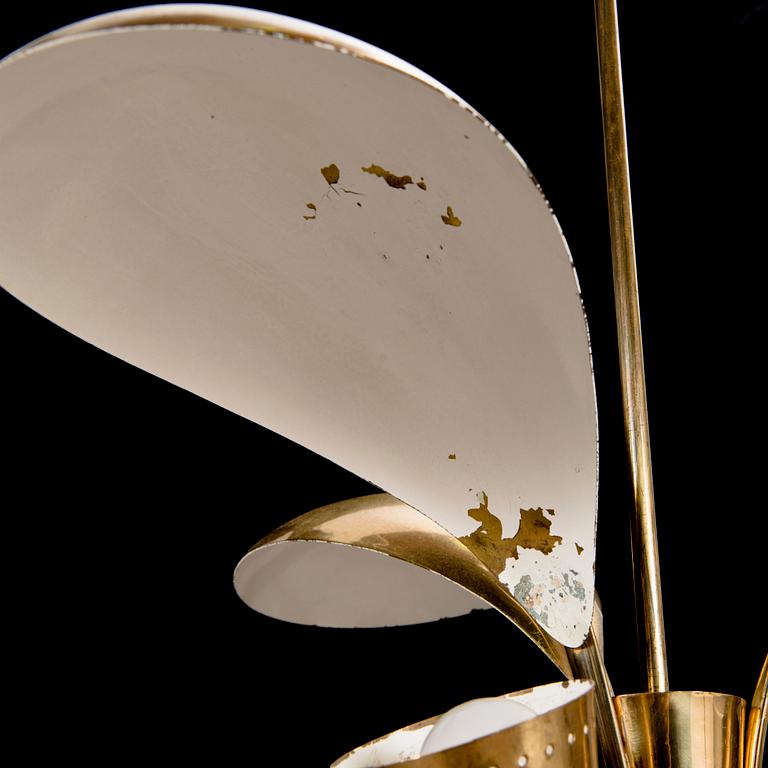 A 1950s brass pendant ceiling light model '2542/3' for Valinte, Finland.