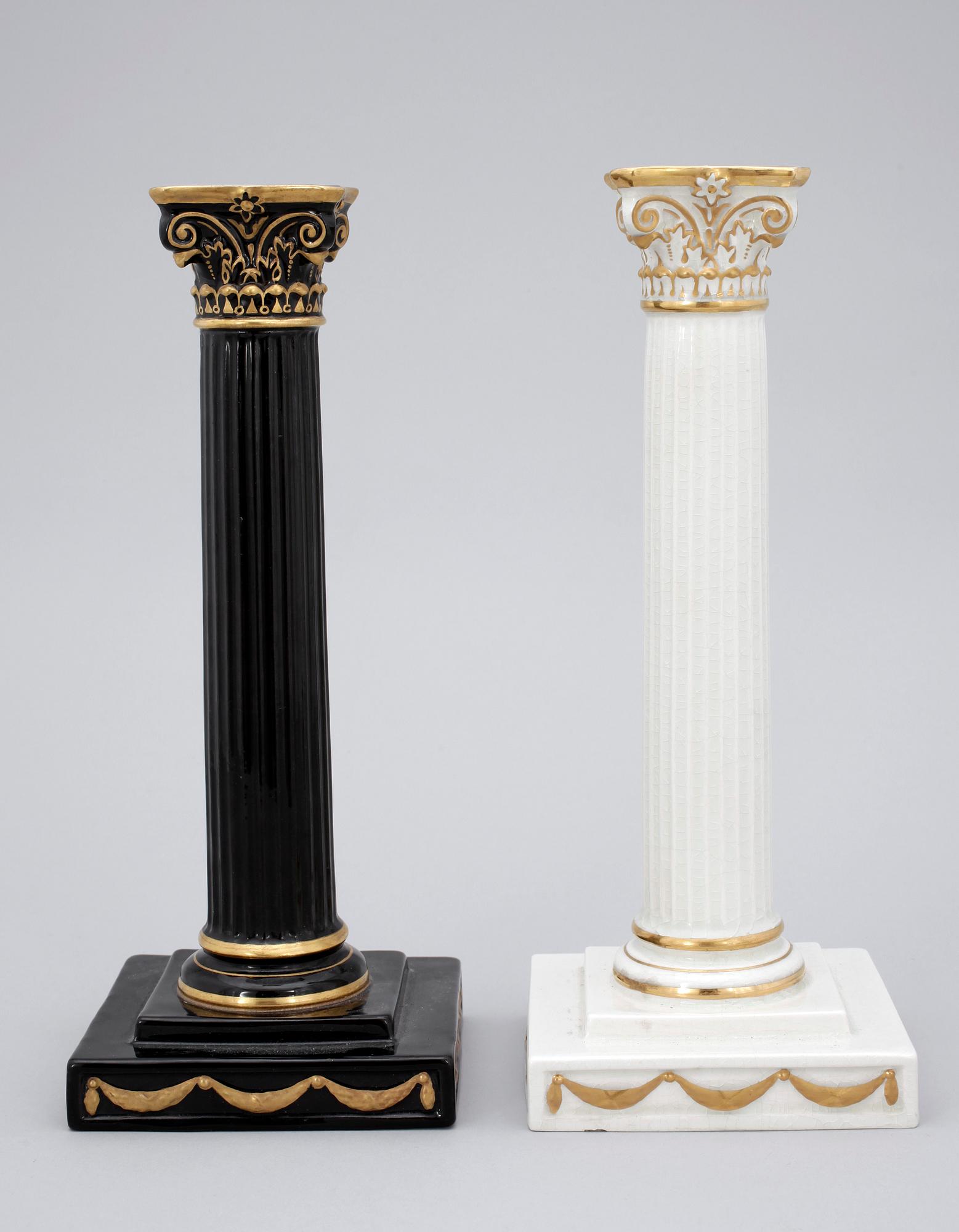 LJUSSTAKAR, 2 st, porslin, Gustavsberg, sekelskiftet 1900.