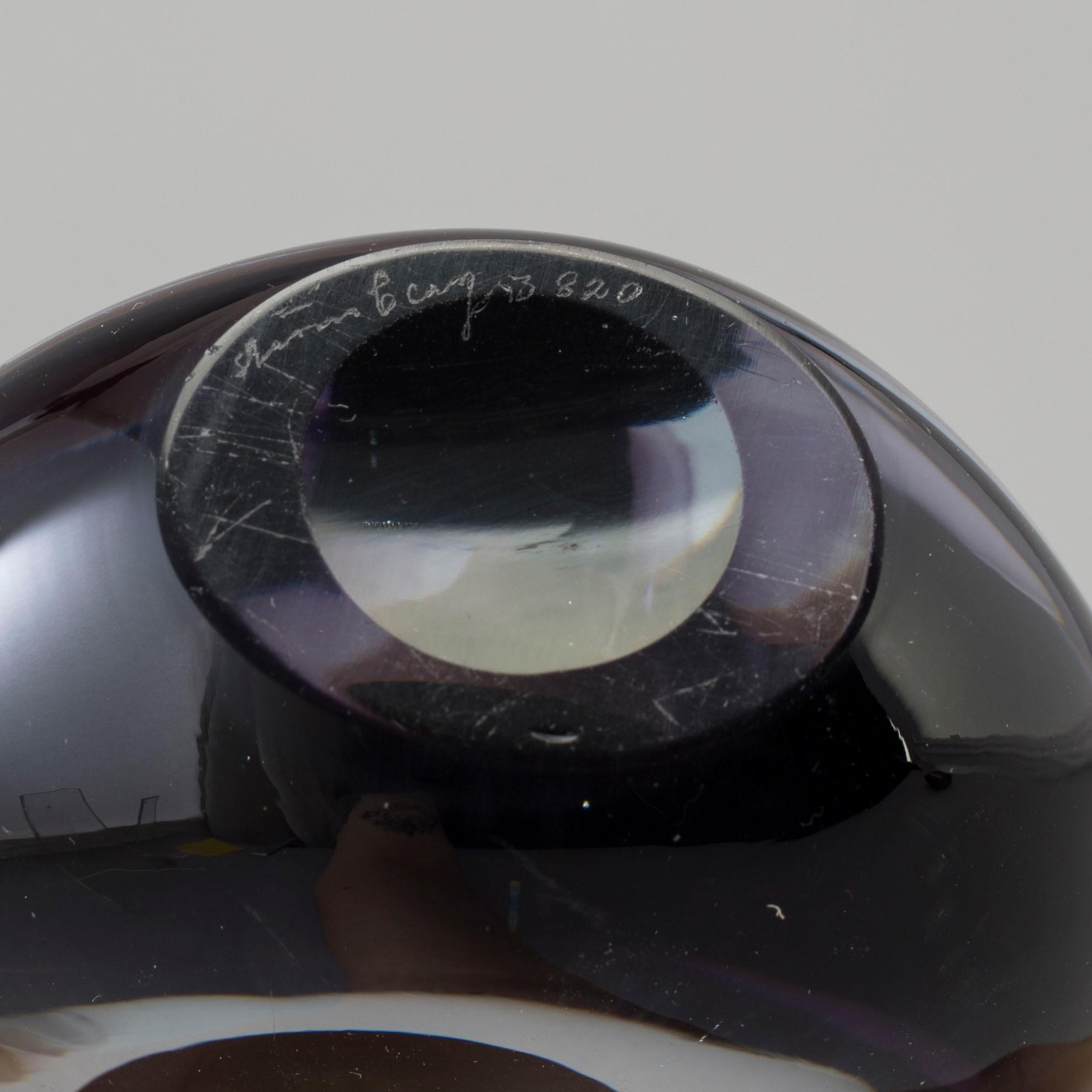 a set of 5 glass vases by Gerda and Asta Strömberg, Strömbergshyttan.