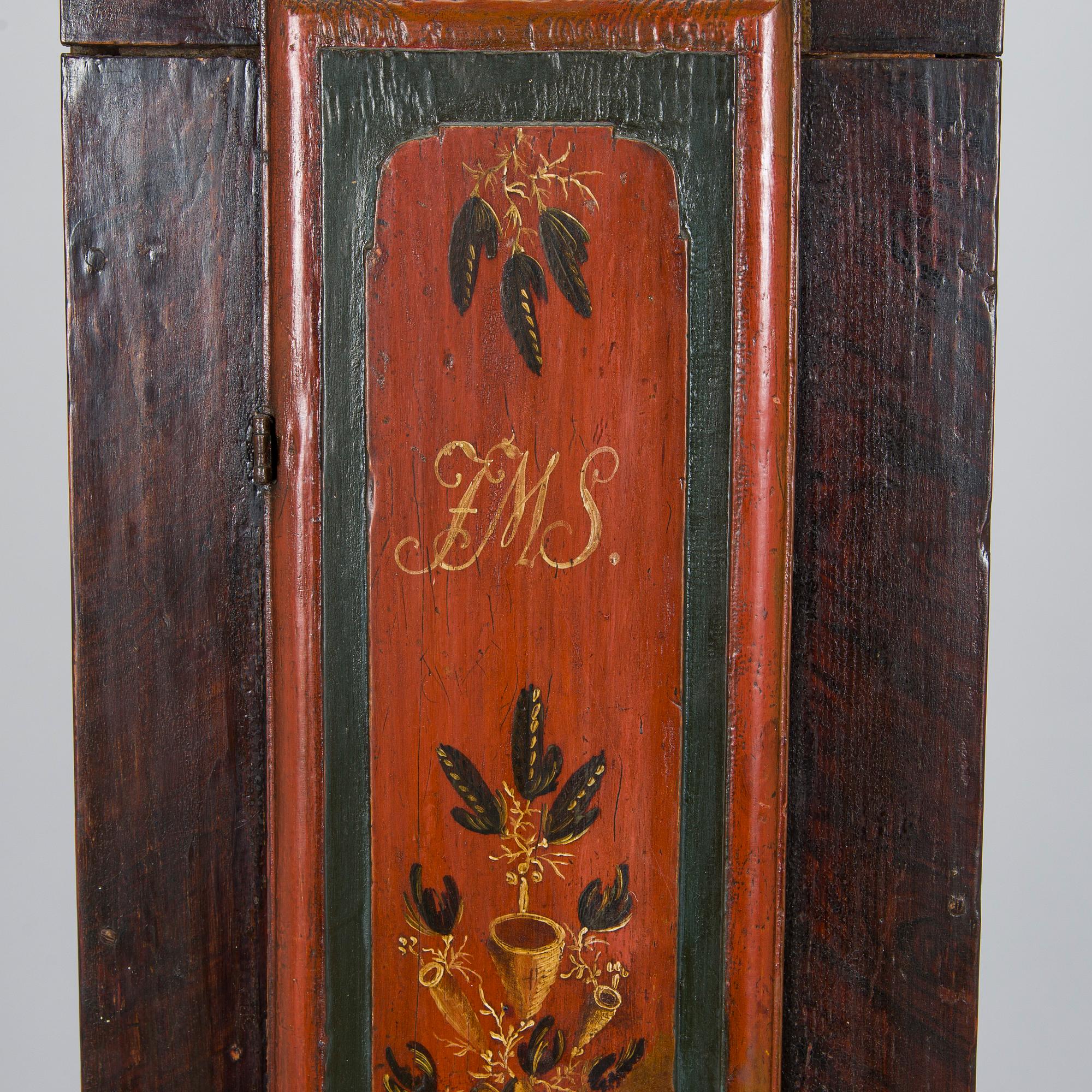 A longcase clock from Åland, Petter Linqvist, dated 1785.