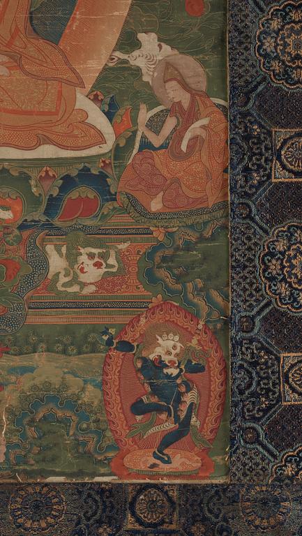 THANGKA, Tsong Khapa, tibeto-kinesisk, 1700-tal/tidigt 1800-tal.