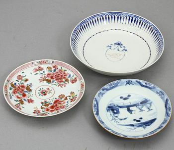 PARTI PORSLIN, 9 delar, Kina, 1700/1800-tal.
