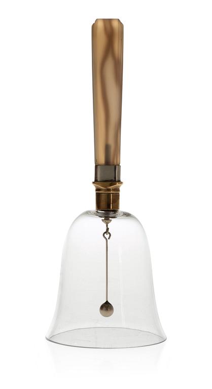 An Estrid Ericson agate, silver, brass and glass table bell for Svenskt Tenn.